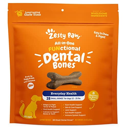 Zesty Paws All-in-1 Functional Bones with Cinnamon Dental Dog Treats - Small - 28 Count - 8.4 Oz