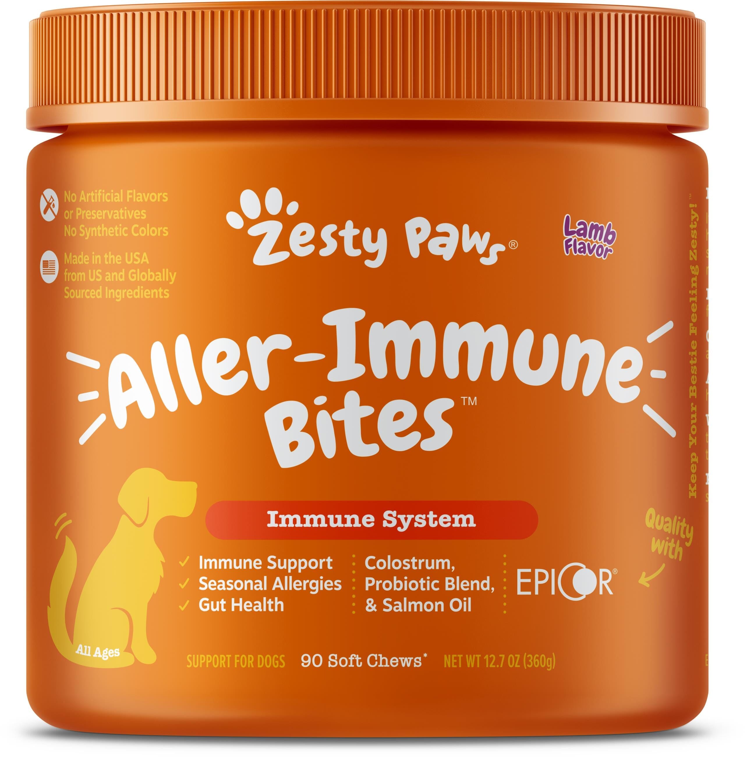 Zesty Paws Aller-Immune Bites for Seasonal Allergies Lamb Flavor Immune Function   Sensitive Skin & Gut Health for Dogs  