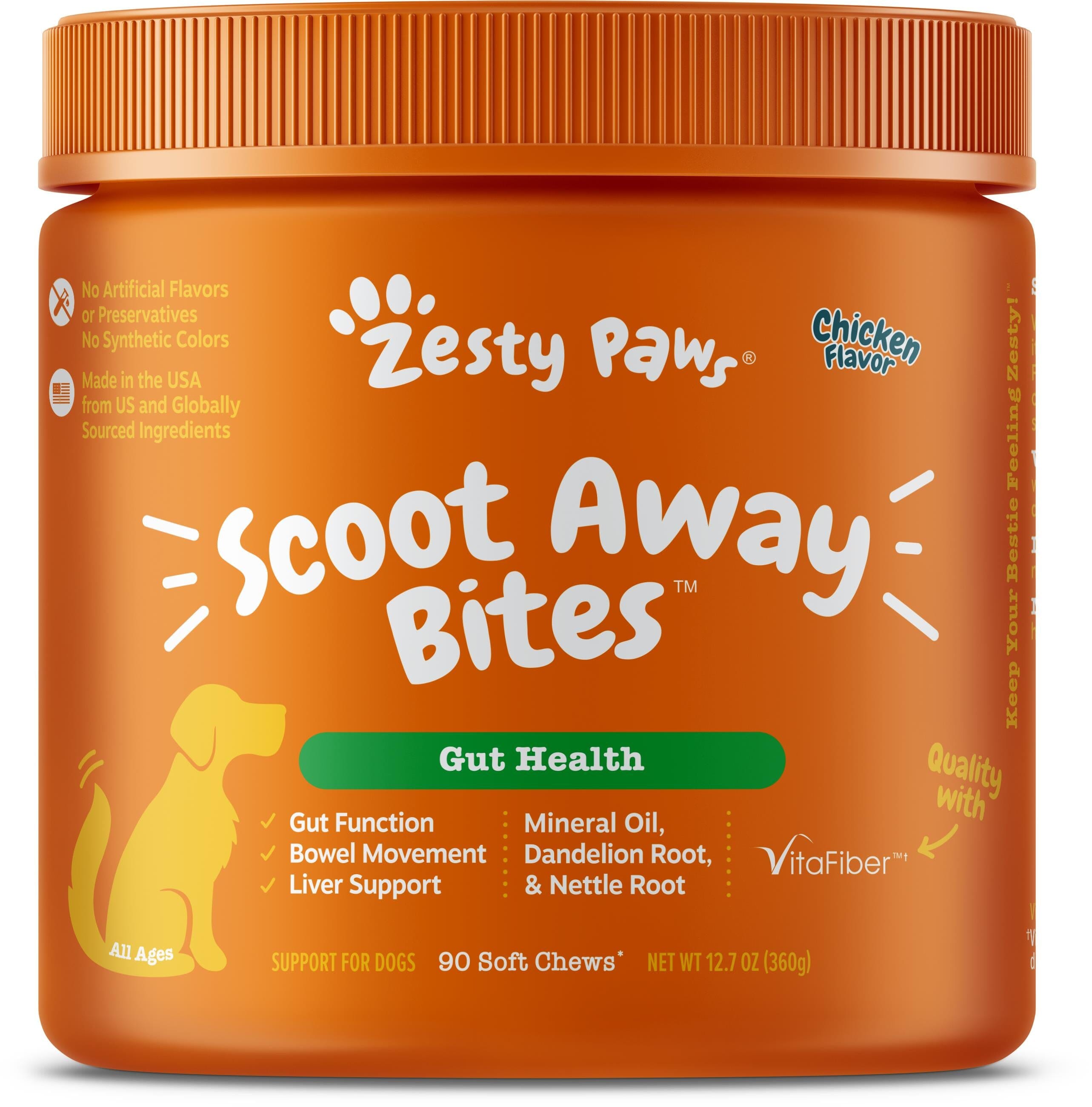 Zesty Paws Anal Gland Health Scoot Away Bites for Digestive & Immune Support Chicken Soft Chews for Dogs  