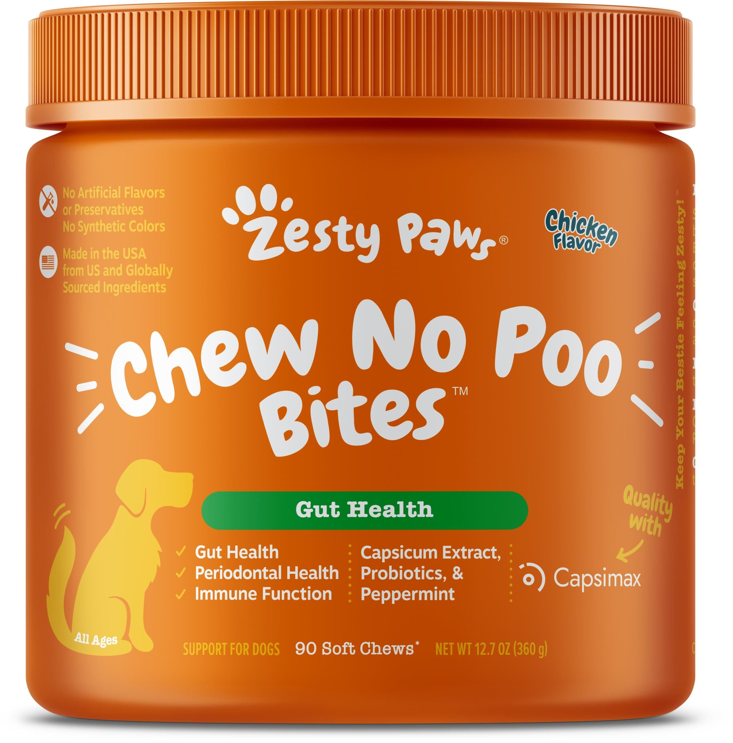 Zesty Paws Chew No Poo Bites Chicken Flavor for Dogs  