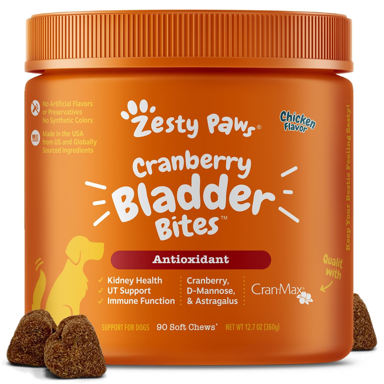 Zesty Paws Cranberry Bites for Urinary, Kidney And Bladder Support Soft Chews For Dogs  