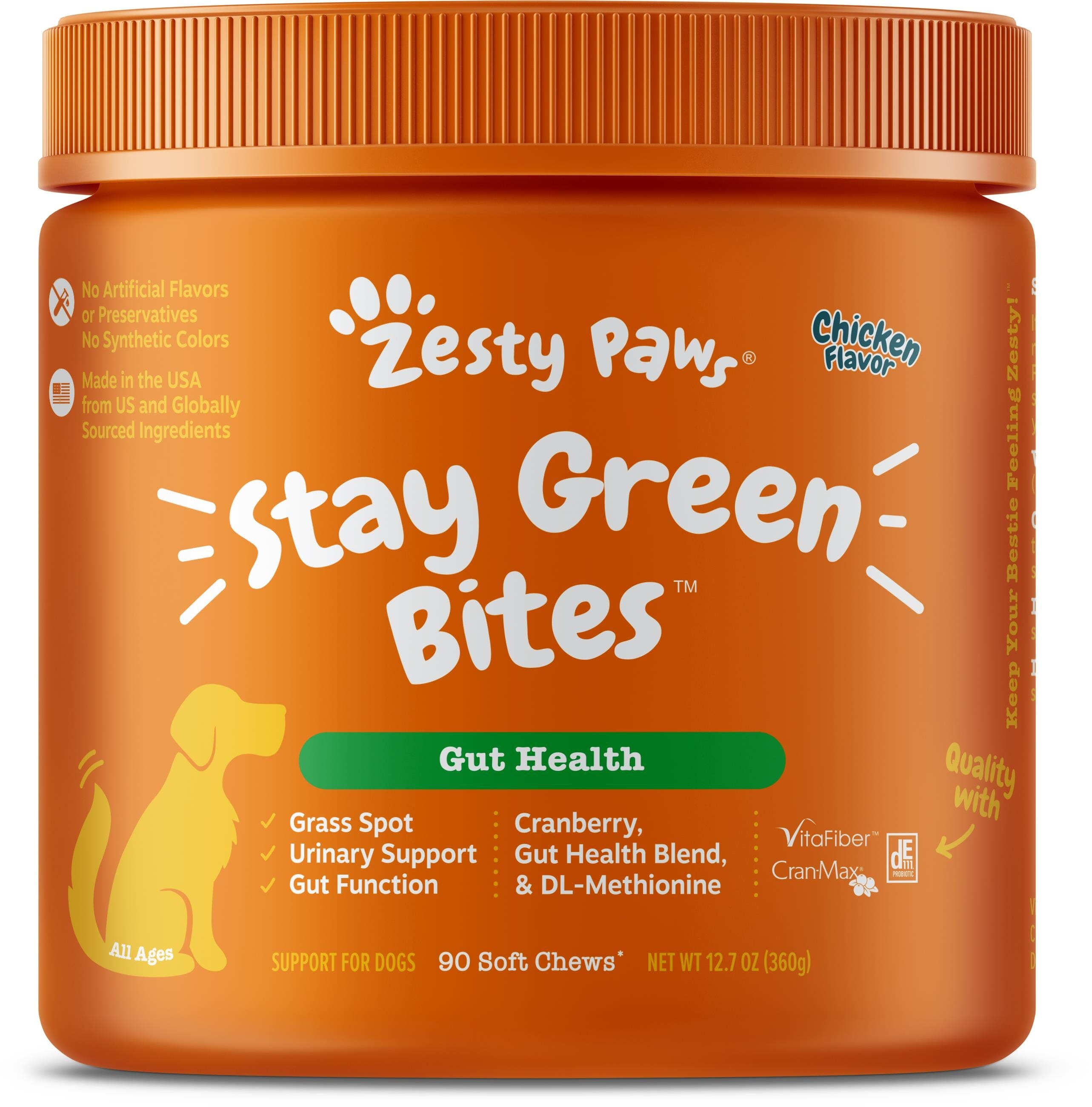 Zesty Paws Grass Defense Stay Green Bites With Cran-Max Soft Chews For Dogs  