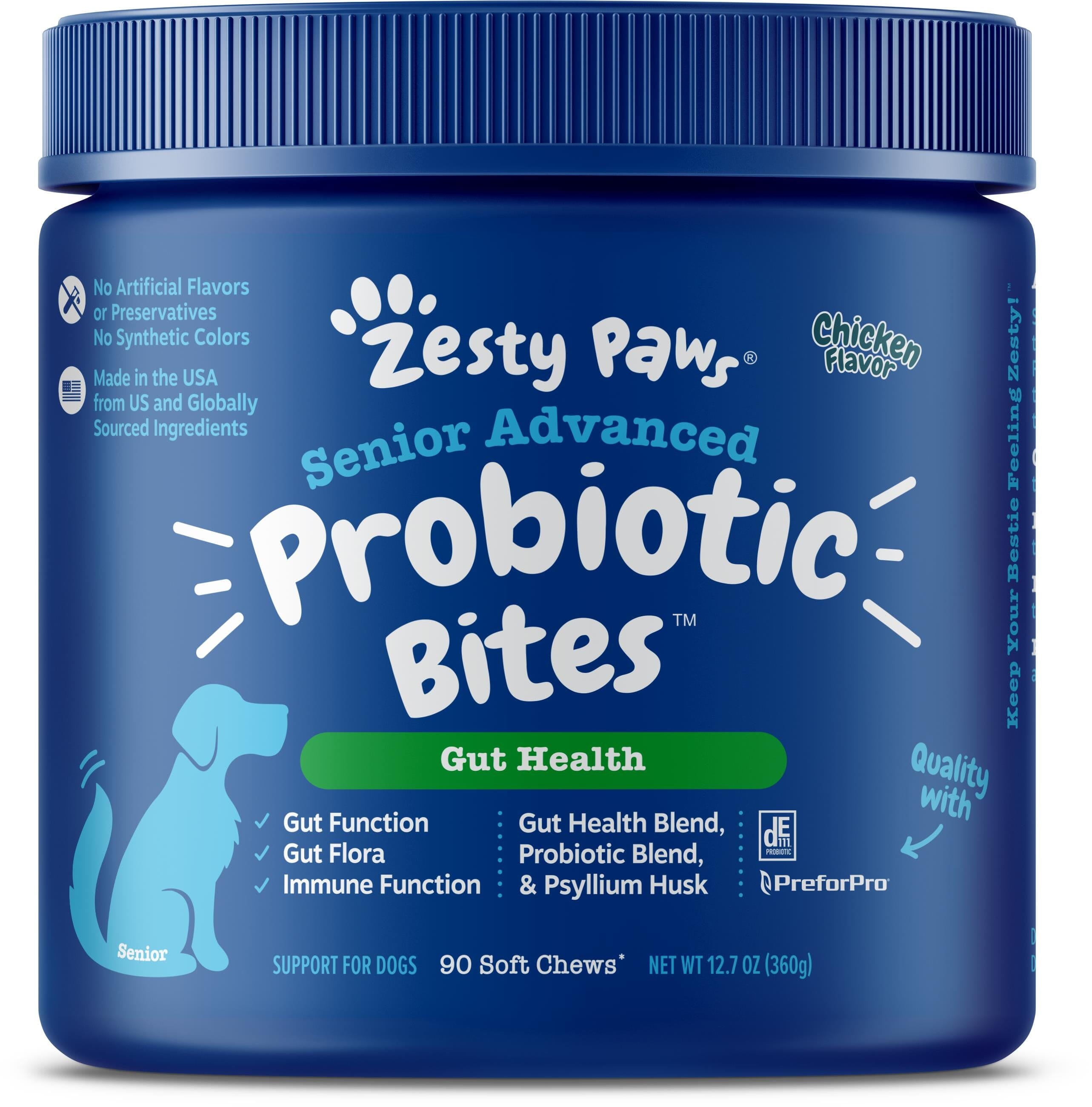 Zesty Paws Senior Advanced Probiotic Chicken Bites Flavor  