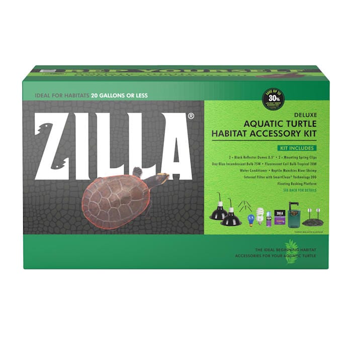Zilla Deluxe Aquatic Turtle Reptile Habitat Terrarium Accessory Starter Kit with Platform Filter and Lights - Ideal for 20 Gallons or Less Default Title