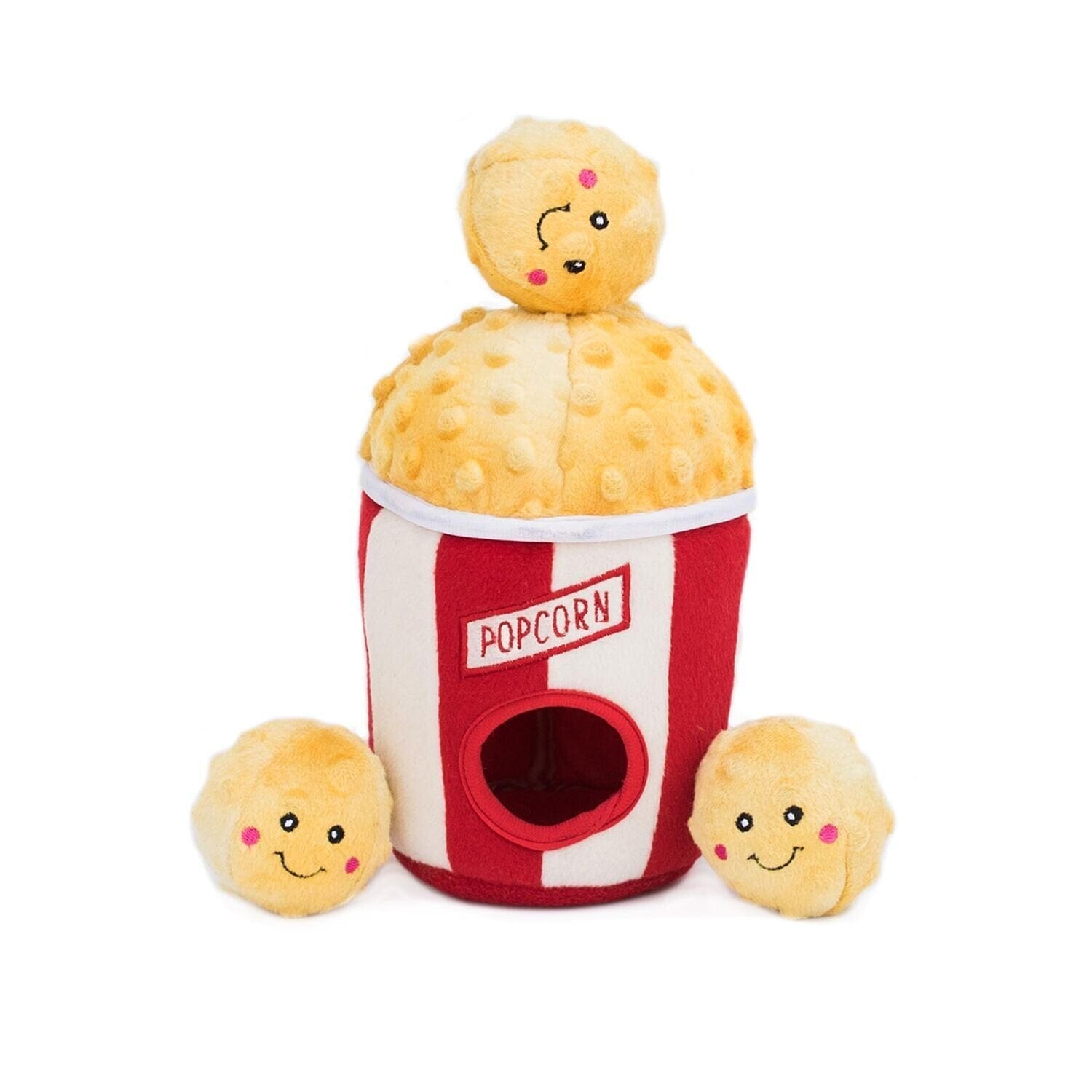 Zippy Paws Burrow Popcorn Bucket Interactive Squeak and Plush Dog Toy  