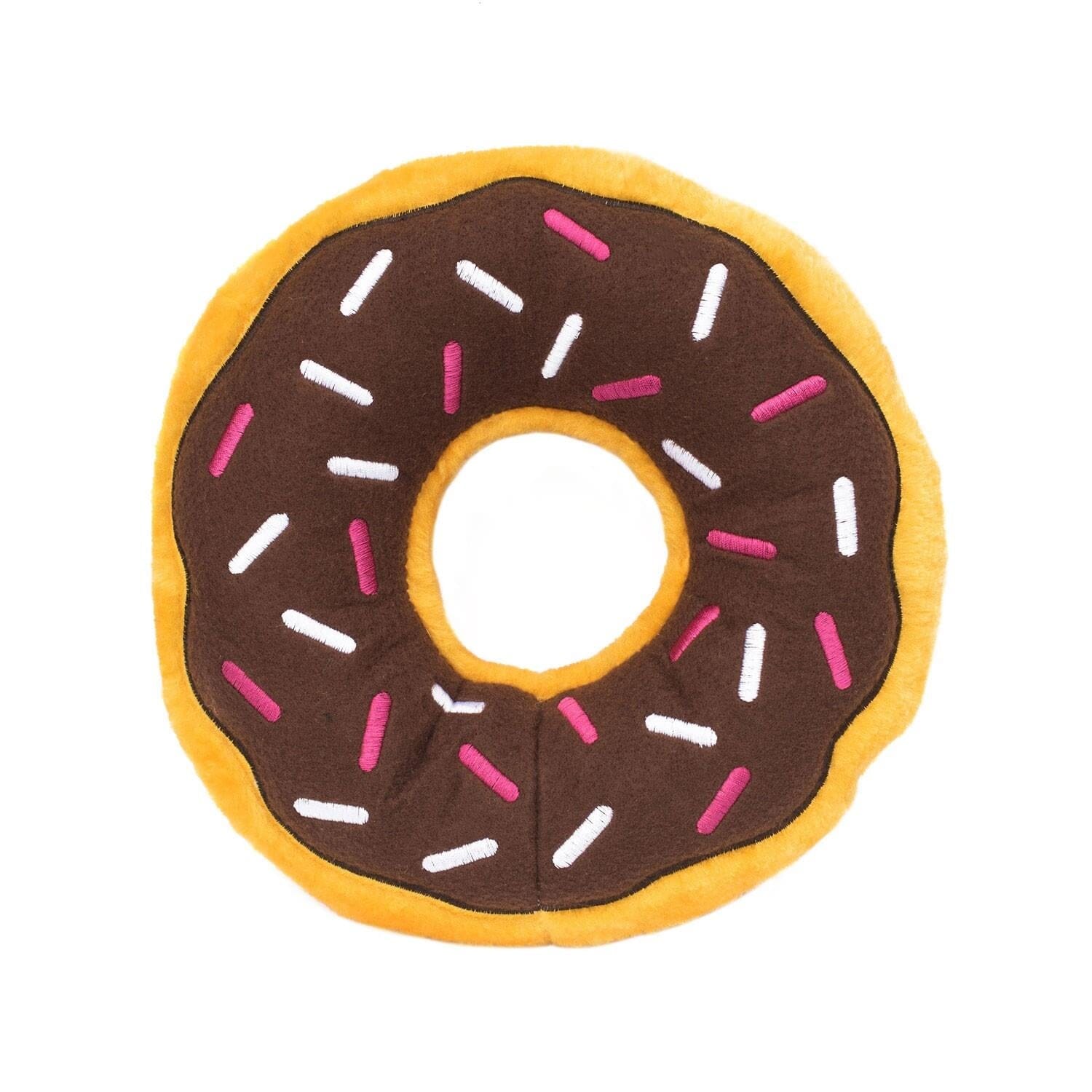 Zippy Paws Donutz Brown Chcocolate Glazed with Sprinkles Squeak and Plush Dog Toy - Jumbo - X-Large