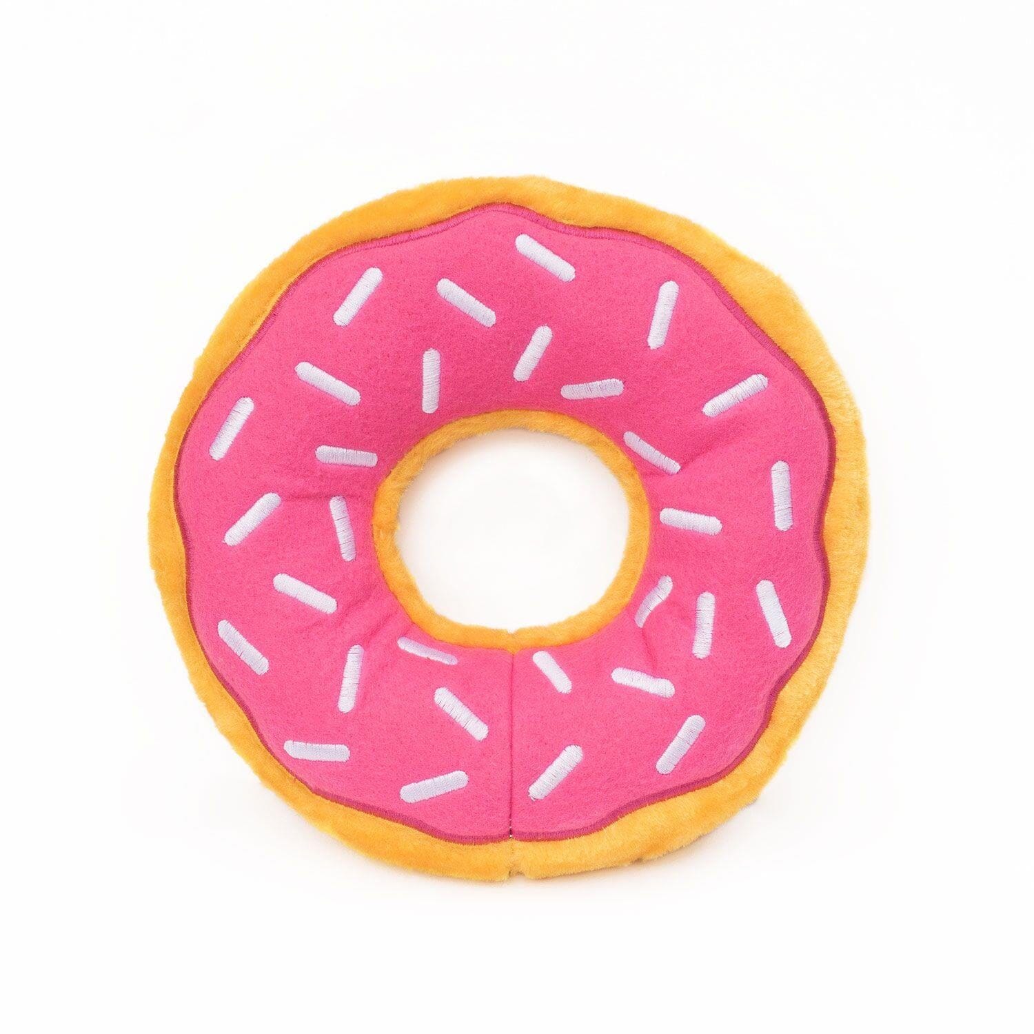 Zippy Paws Donutz Pink Strawberry Glazed with Sprinkles Squeak and Plush Dog Toy - Jumbo - Extra Large  