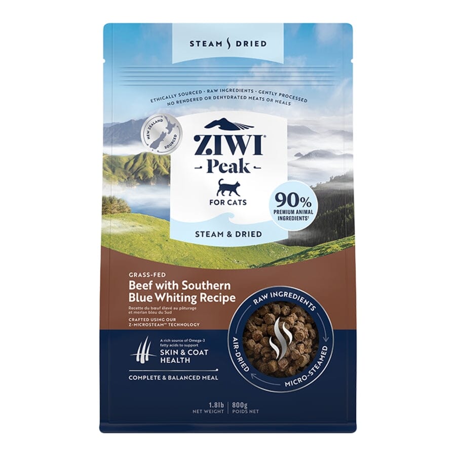 Ziwi Peak Beef with Southern Blue Whiting Recipe Steam-Dried Cat Food