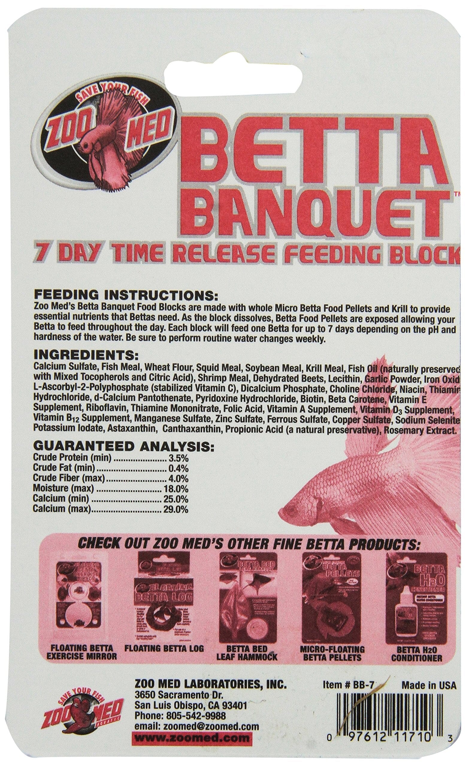 Zoo Med Laboratories Betta Banquet® 7 Day Release Feeding Block - 6 Count  