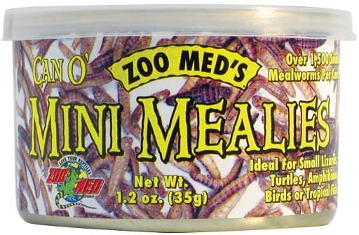 Zoo Med Laboratories Can O’ Mini Mealies for Most Lizards, Turtles, Fish, Birds, & Small Animals - 1.2 Oz  