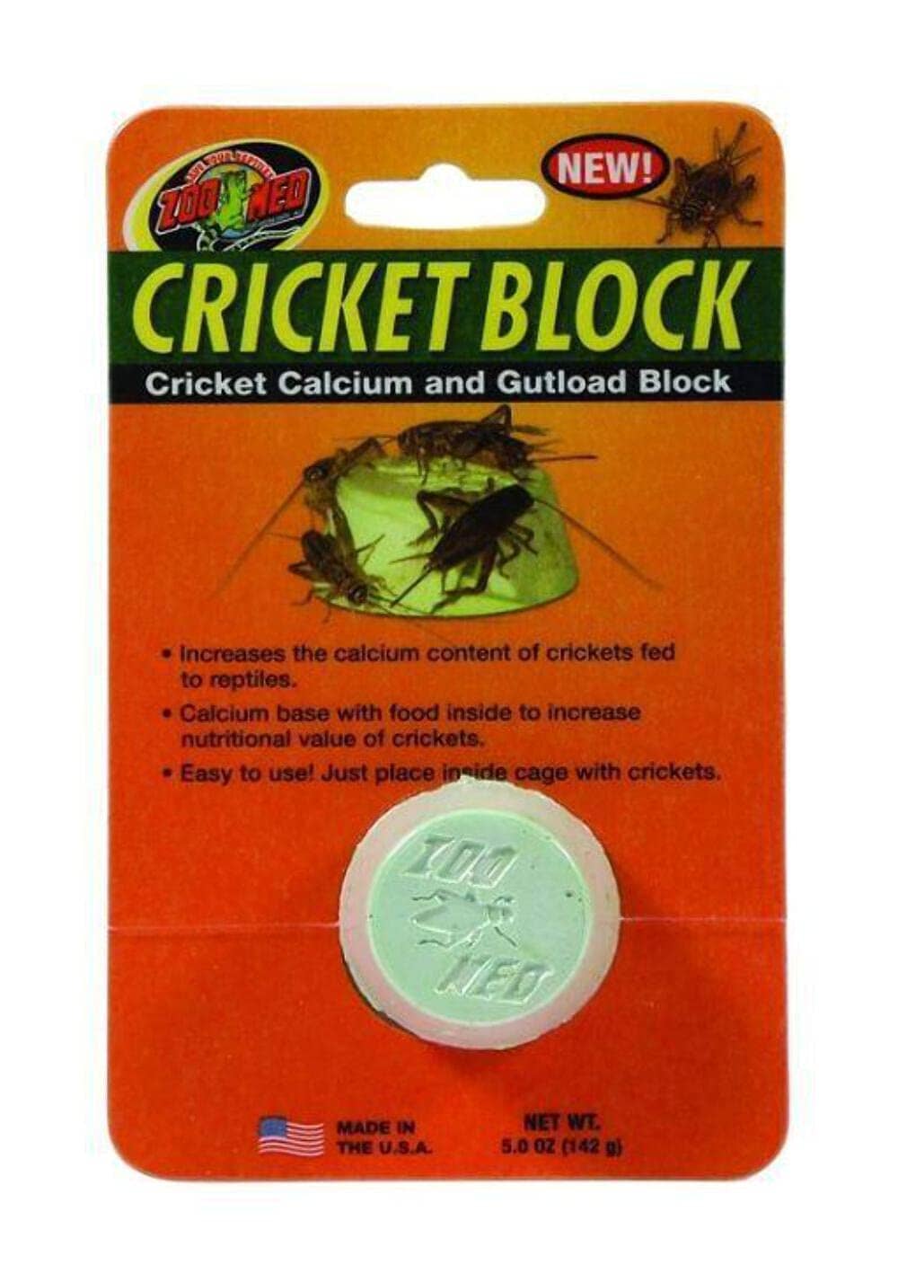 Zoo Med Laboratories Cricket Block – Cricket Calcium & Gutload Block for Reptiles - 0.45 Oz