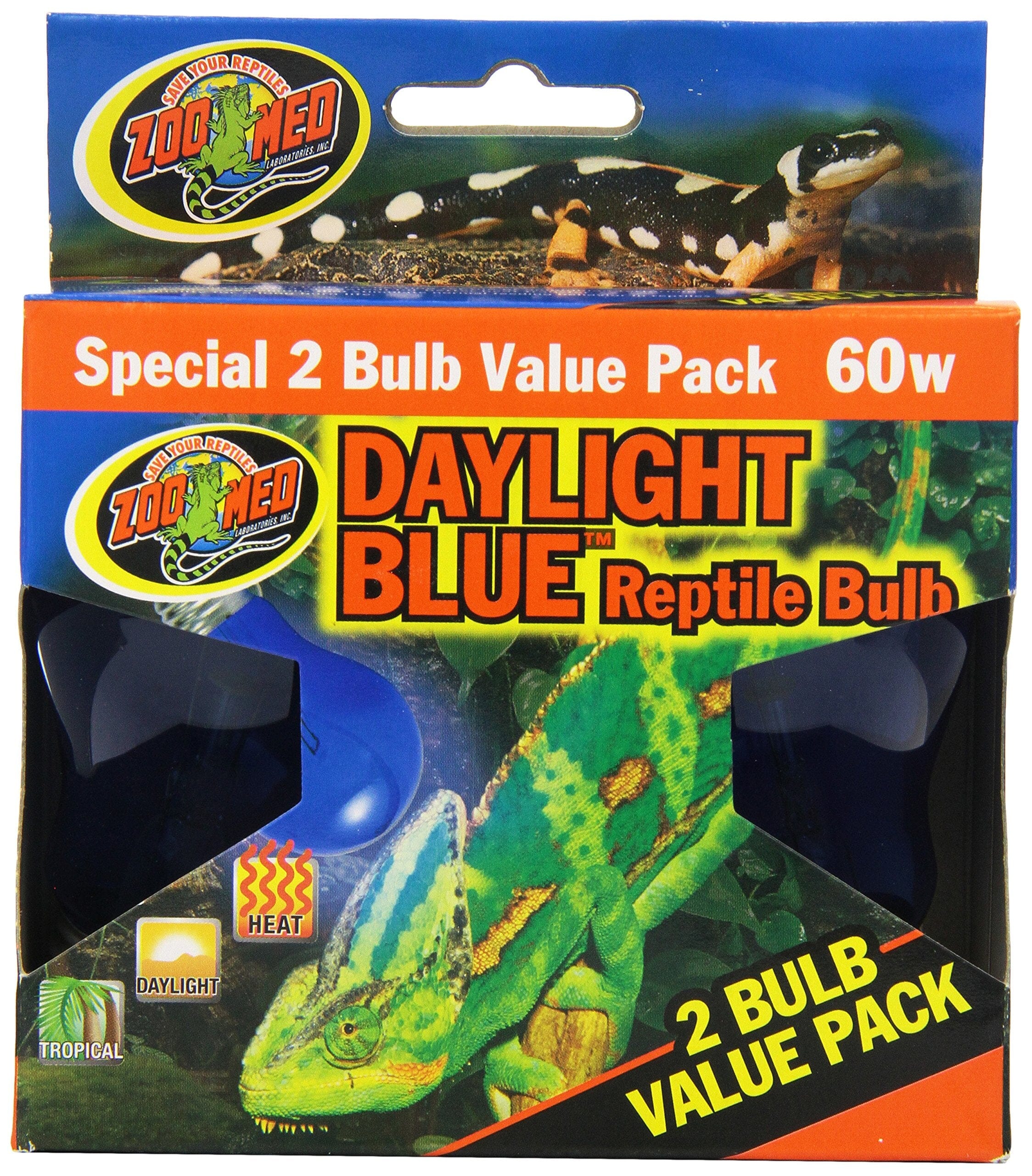 Zoo Med Laboratories Daylight Blue™ 60 Watt Reptile Bulb Blue Color - 2 Pack  