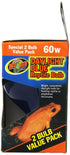 Zoo Med Laboratories Daylight Blue™ 60 Watt Reptile Bulb Blue Color - 2 Pack  