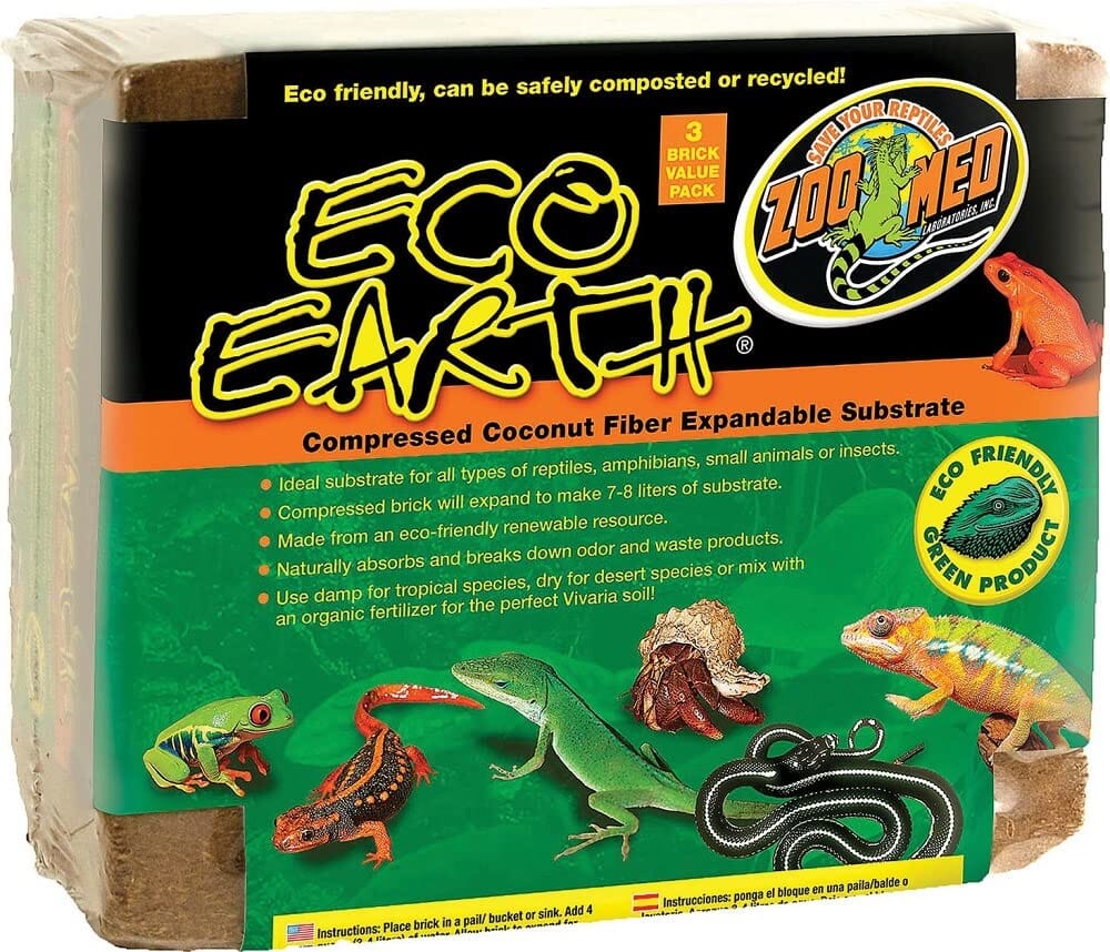 Zoo Med Laboratories Eco Earth™ Coconut Fiber Substrate 3 Compressed Brick Value Pack  