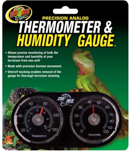 Zoo Med Laboratories Precision Analog Thermometer & Humidity Gauge for Reptiles  