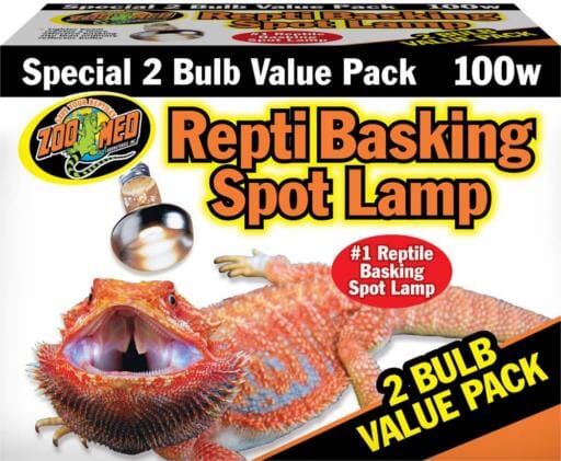 Zoo Med Laboratories Repti Basking Spot® 100 Watt Lamp for Diurnal Reptiles - 2 Count  