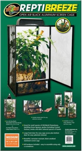 Zoo Med Laboratories ReptiBreeze Reptile Cage with Open-Air Auluminum Screen - Medium - L:16