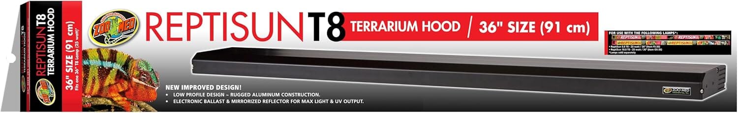 Zoo Med Laboratories ReptiSun T8 Light Holding Reptile Terrarium Hood with Reflector without Bulb - 36