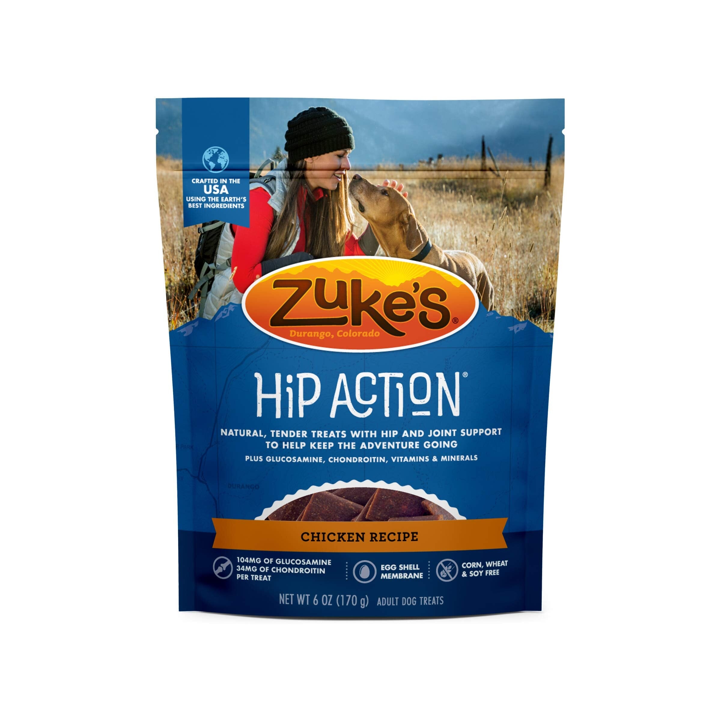 Zukes Hip Action Senior Hip and Joint Chicken Soft and Chewy Dog Treats 6 Oz 