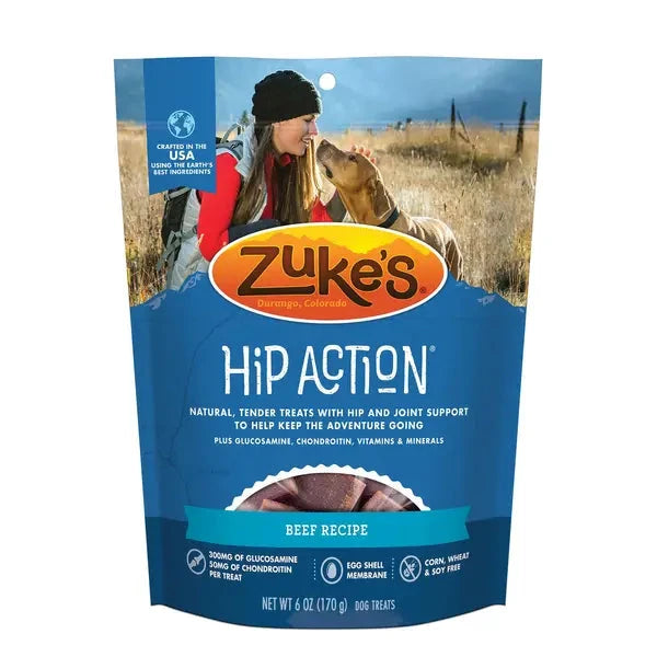 Zuke's Hip and Joint Support Beef Recipe Senior Adult Soft and Chewy Dog Treats 6 Ounce