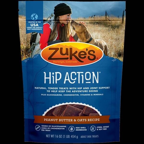 Zuke's Hip and Joint Support Peanut Butter and Oats Recipe Senior Adult Soft and Chewy Dog Treats 16 Ounce