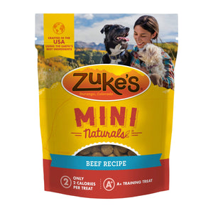 Zukes Mini Naturals Beef Recipe Training Soft and Chewy Dog Treats