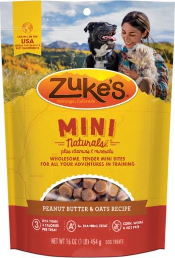 Zukes Mini Naturals Peanut Butter and Oatmeal Training Soft and Chewy Dog Treats  