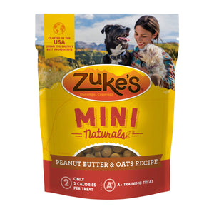 Zukes Mini Naturals Peanut Butter and Oatmeal Training Soft and Chewy Dog Treats