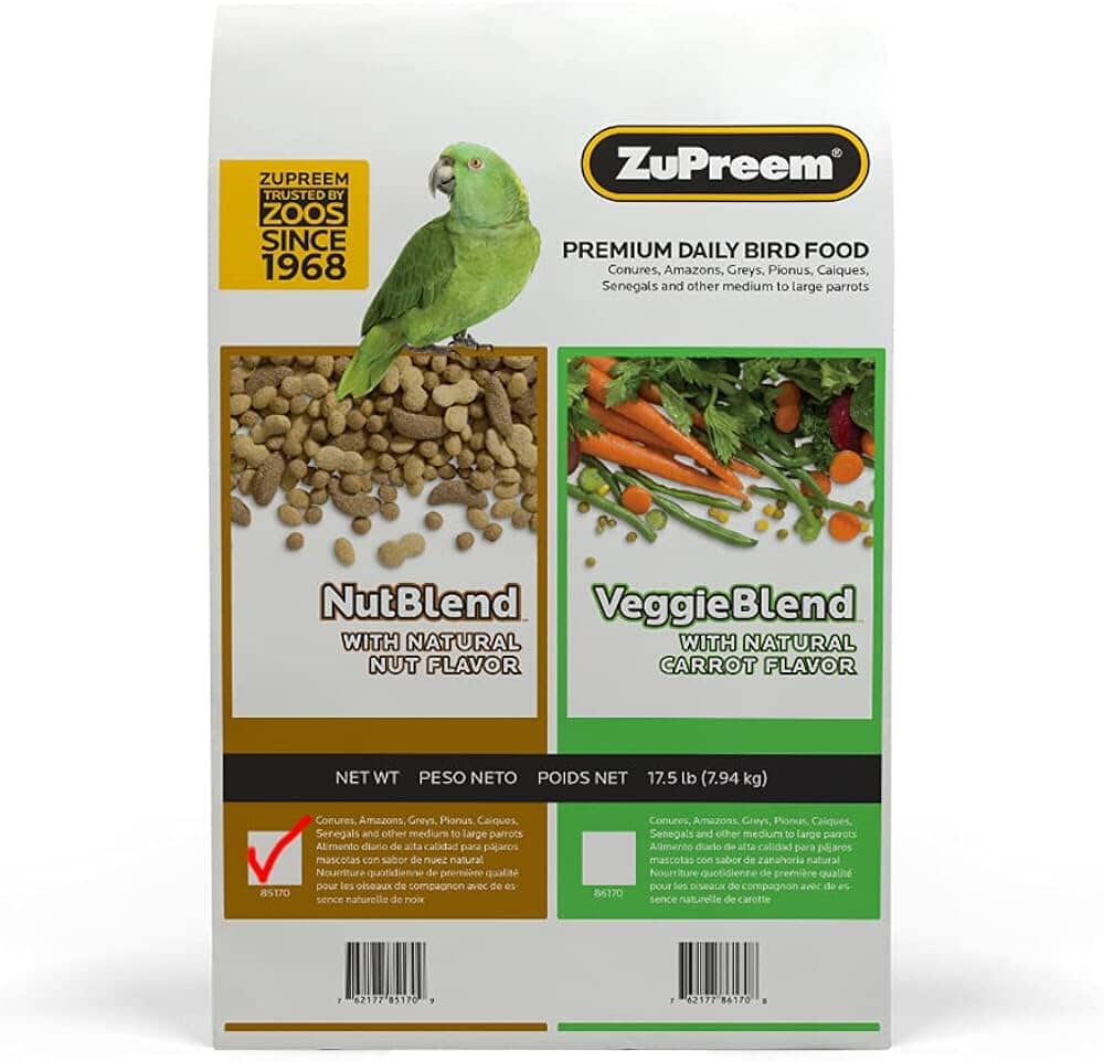 Zupreem Nutblend Flavor Parrots & Conure Food Parrot Bird Food - 17.5 Lbs