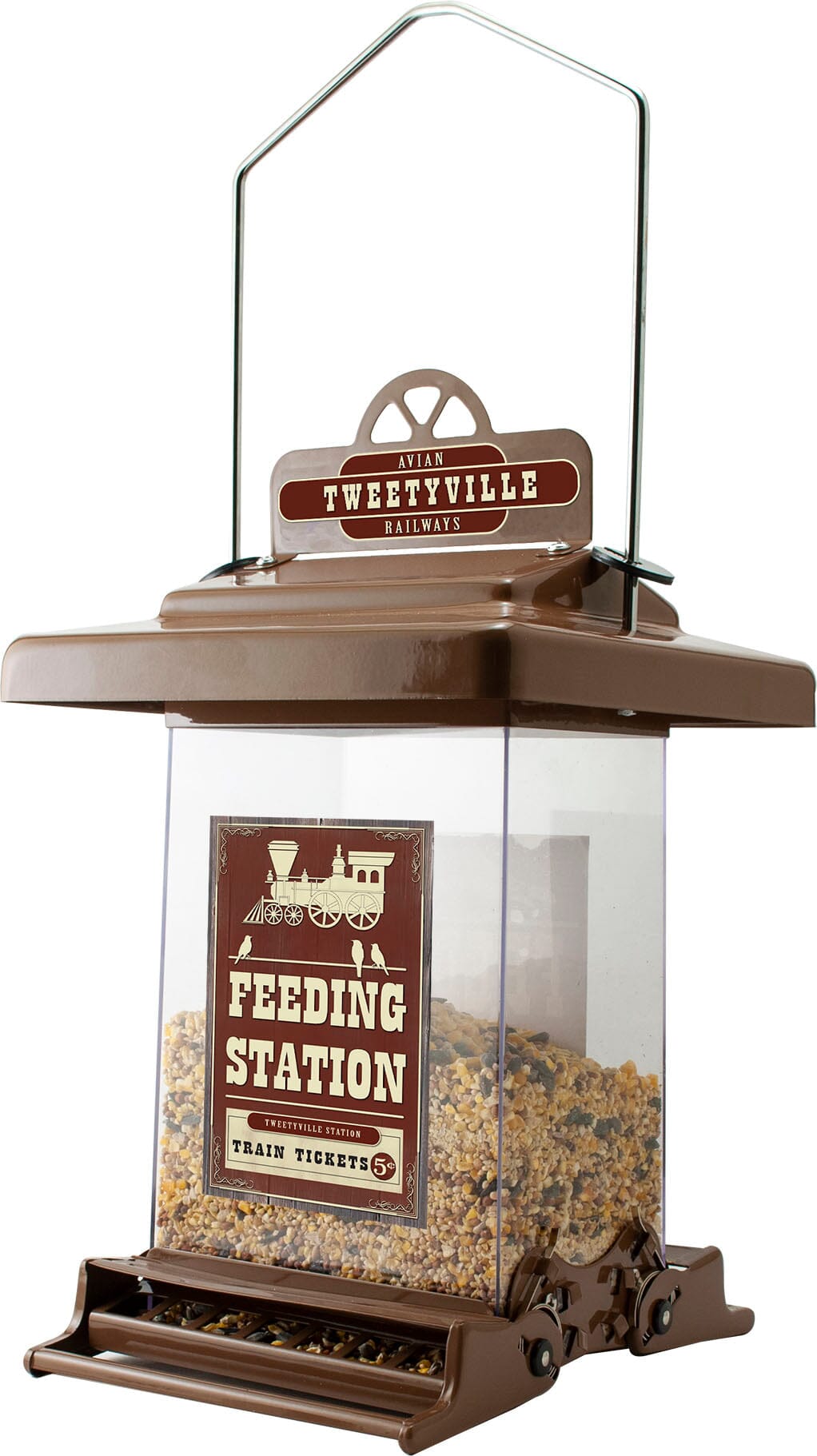 Absolute Rustic Farmhouse Absolute Train Feeding Station Metal and Squirrel-proof Wild Bird Feeder - Brown - 6 Lbs  