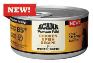 Acana Chicken + Fish Recipe in Bone Broth Canned Cat Food - 3 Oz - Case of 24