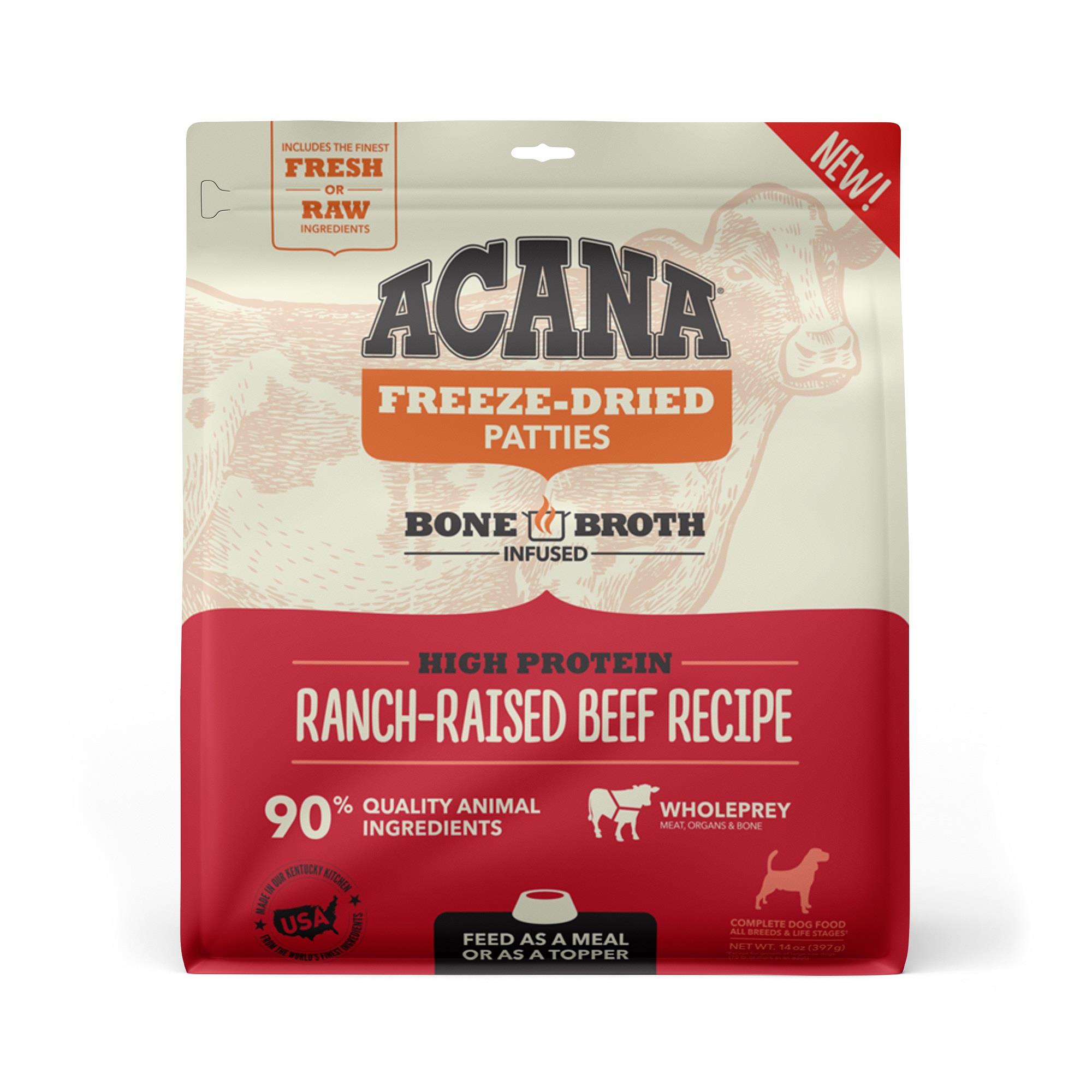 Acana 'Kentucky Dogstar Chicken' Patties Ranch Freeze-Dried Dog Treats - Raised Beef Recipe  