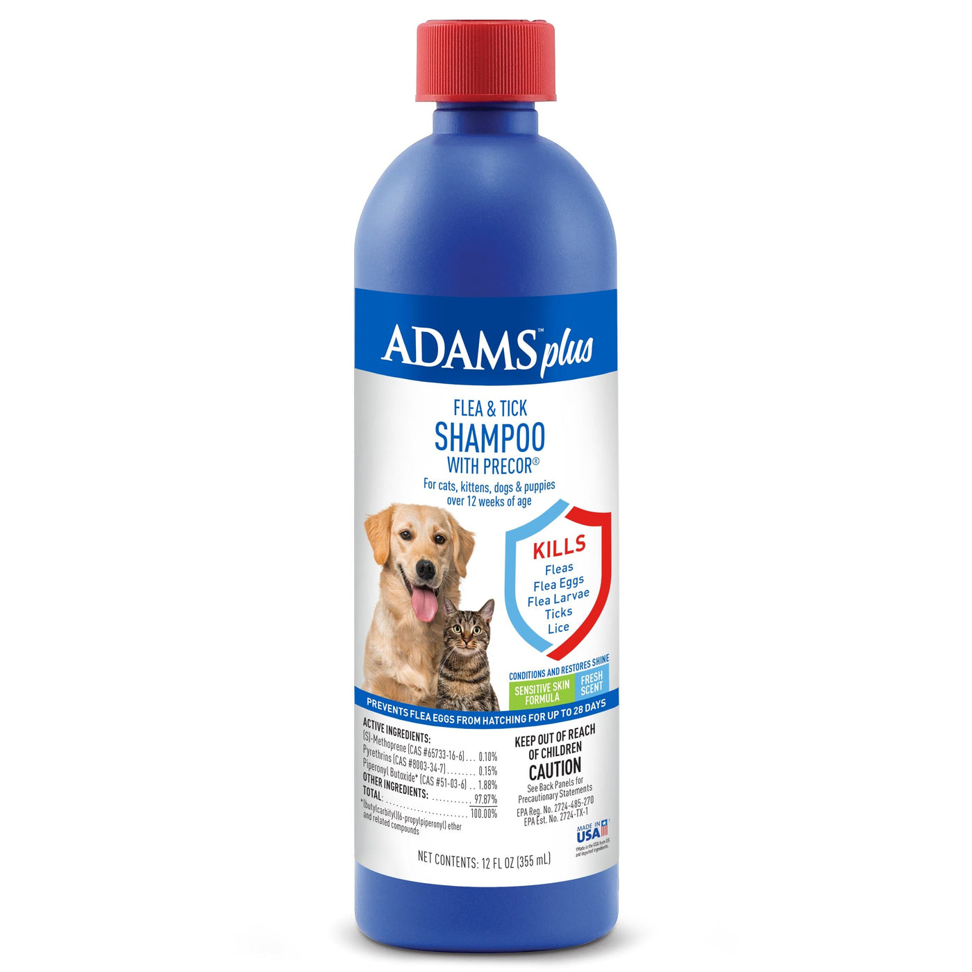 Adams Plus Flea & Tick Shampoo with Precor 12 fl Oz Pet Life