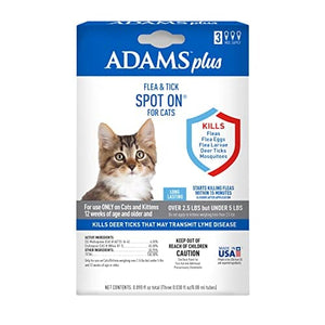 Adams Plus Topical Flea and Tick Spot On for Cats - Over 5 Lbs