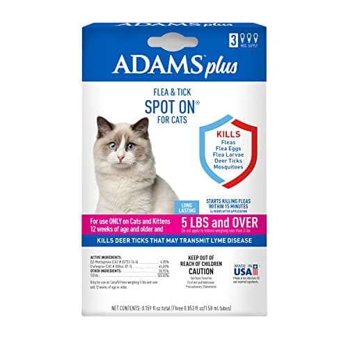 Adams Plus Topical Flea and Tick Spot On for Cats - Under 5 Lbs  