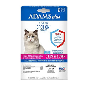 Adams Plus Topical Flea and Tick Spot On for Cats - Under 5 Lbs