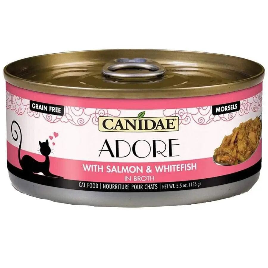 Adore Canned Grain-Free Canned Cat Food in Broth - Salmon/Whitefis - 5.5 Oz - Case of 24  