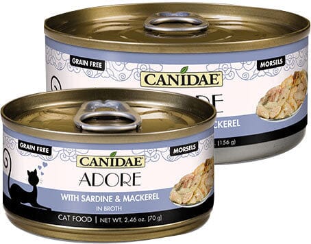 Adore Canned Grain-Free Canned Cat Food in Broth - Sardine/Mackerel - 2.46 Oz - Case of 24  