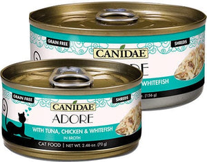 Adore Canned Grain-Free Canned Cat Food in Broth - Tuna/Chicken/Wh - 2.46 Oz - Case of 24