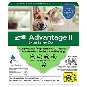 Advantage II Flea and Tick for Dogs - Under 55 Lbs - 4 Pack