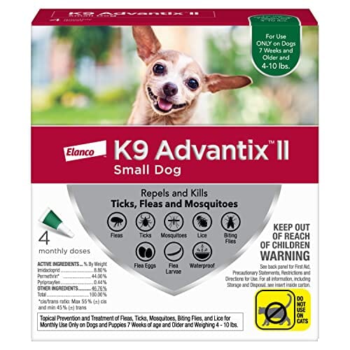 Advantix II K9 Flea and Tick for Dogs - 0 - 10 Lbs - 4 Pack  