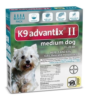 Advantix II K9 Flea and Tick for Dogs - 11 - 20 Lbs - 4 Pack  