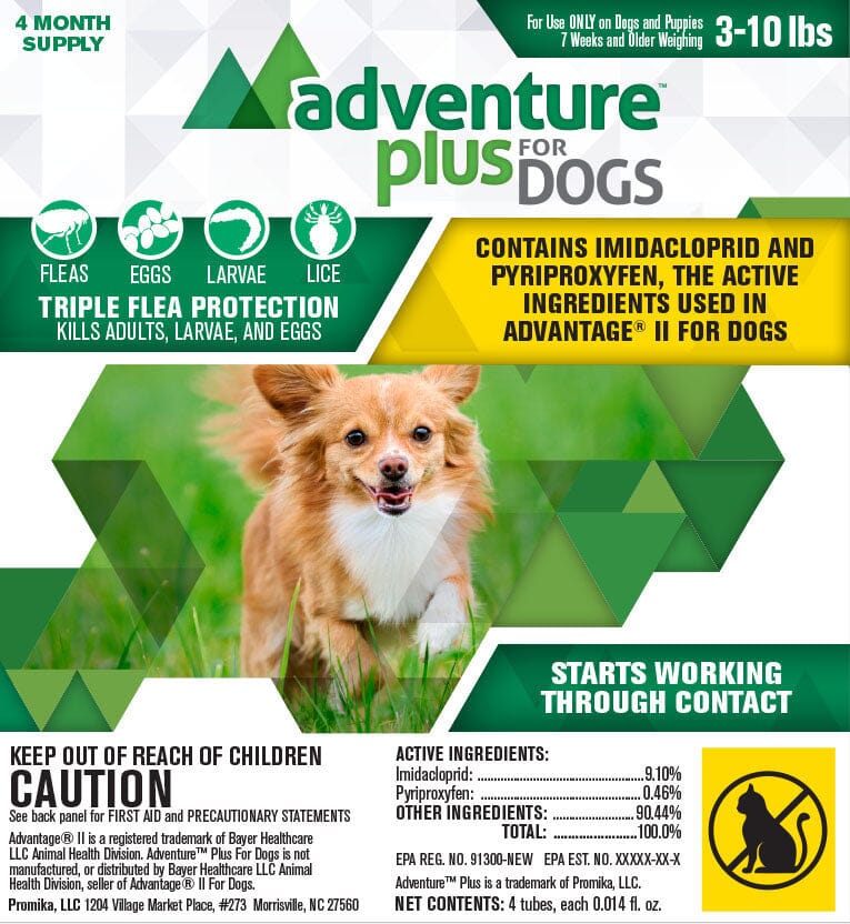 Adventure Plus Flea and Tick for Dogs - 3 - 10 Lbs - 4 Pack  