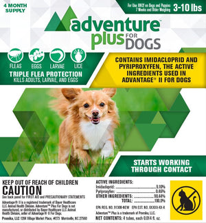 Adventure Plus Flea and Tick for Dogs - 3 - 10 Lbs - 4 Pack