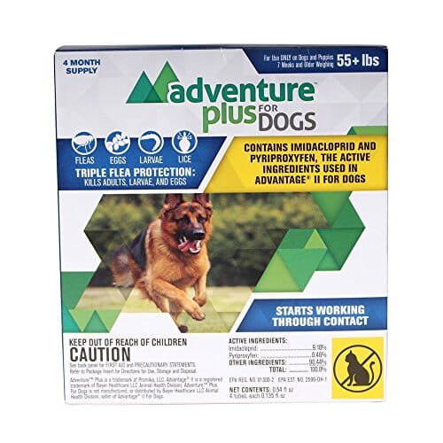 Adventure Plus Flea and Tick for Dogs - Under 56 Lbs - 4 Pack  