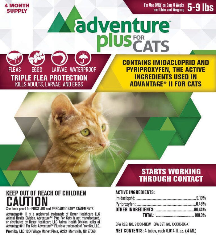 Adventure Plus Topical Flea and Tick for Cats - 5 - 9 Lbs - 4 Pack