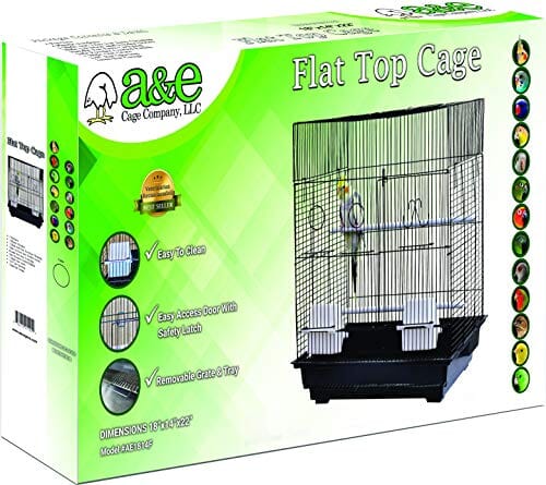 A&E Cage Company Flat Top Bird Cage In Retail Box - Black - 18 X 14 X 22 In  