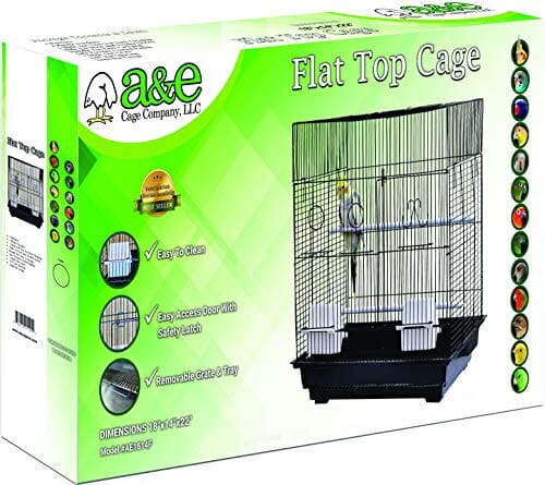 A&E Cage Company Flat Top Bird Cage In Retail Box - Black - 18 X 14 X 22 In