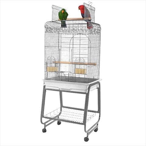 A&E Cage Company Open Flat Top Bird Cage with Removable Stand - White - 22 X 18 X 61 In
