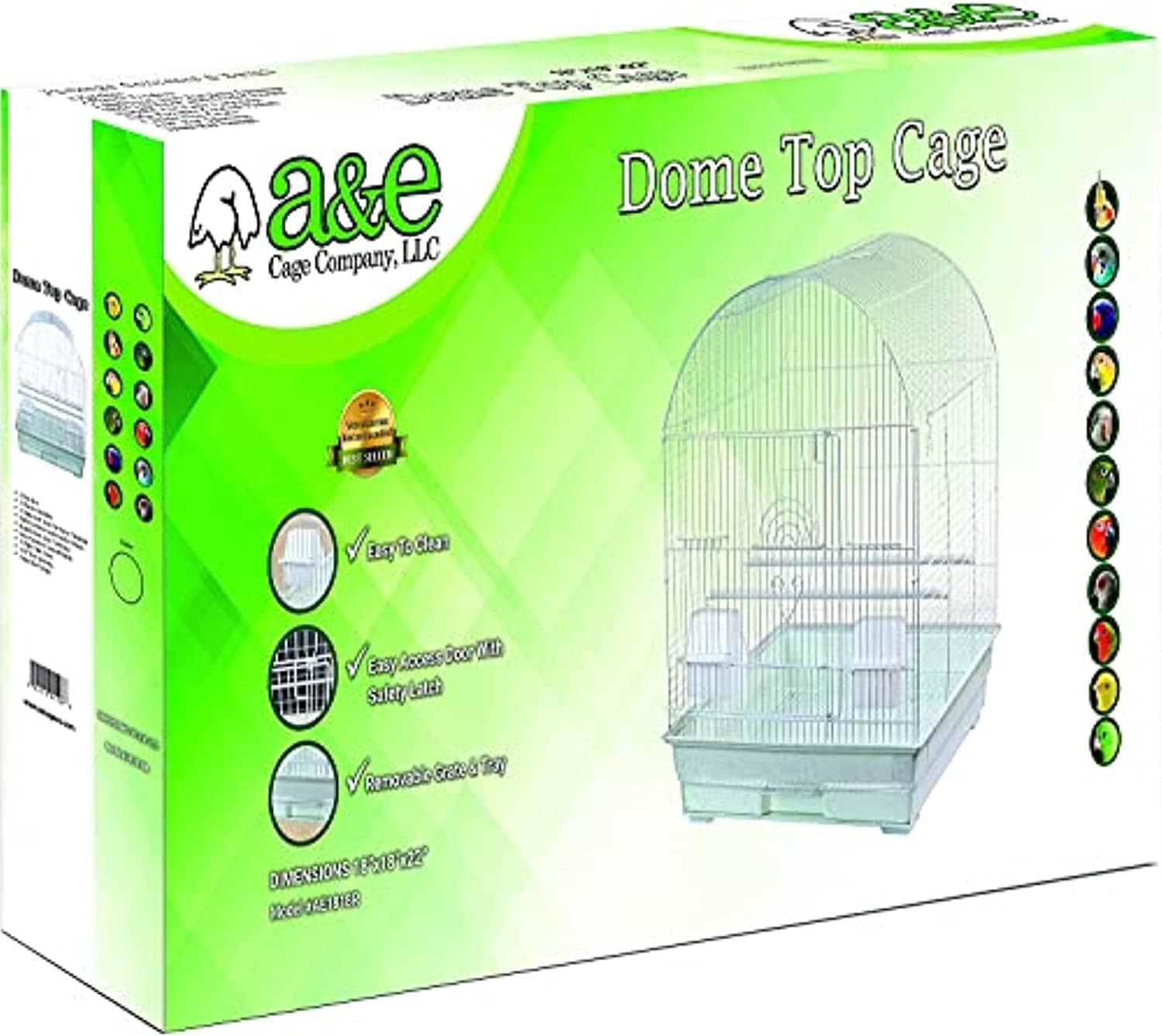 A&E Cage Company Round Top Bird Cage In Retail Box - 18 X 18 X 23 In  